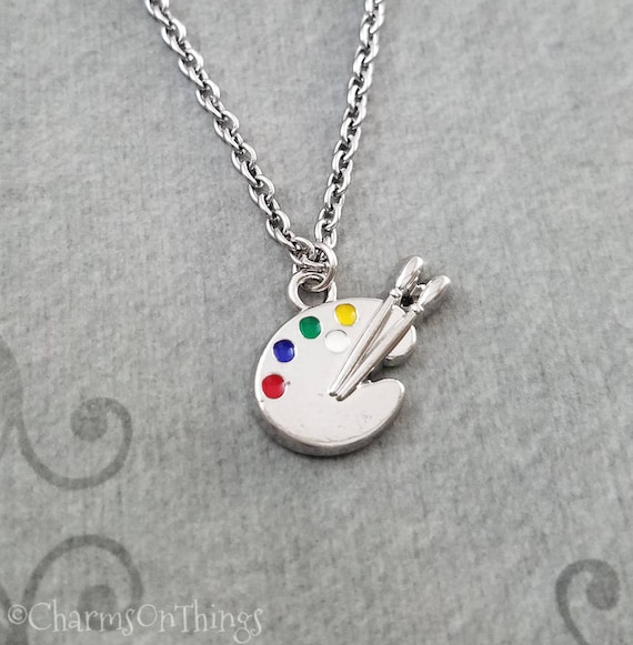 Paint Palette Necklace VERY SMALL Artist Palette Jewelry Etsy Canada