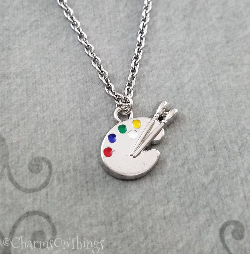 Paint Palette Necklace VERY SMALL Artist Palette Jewelry Etsy Canada