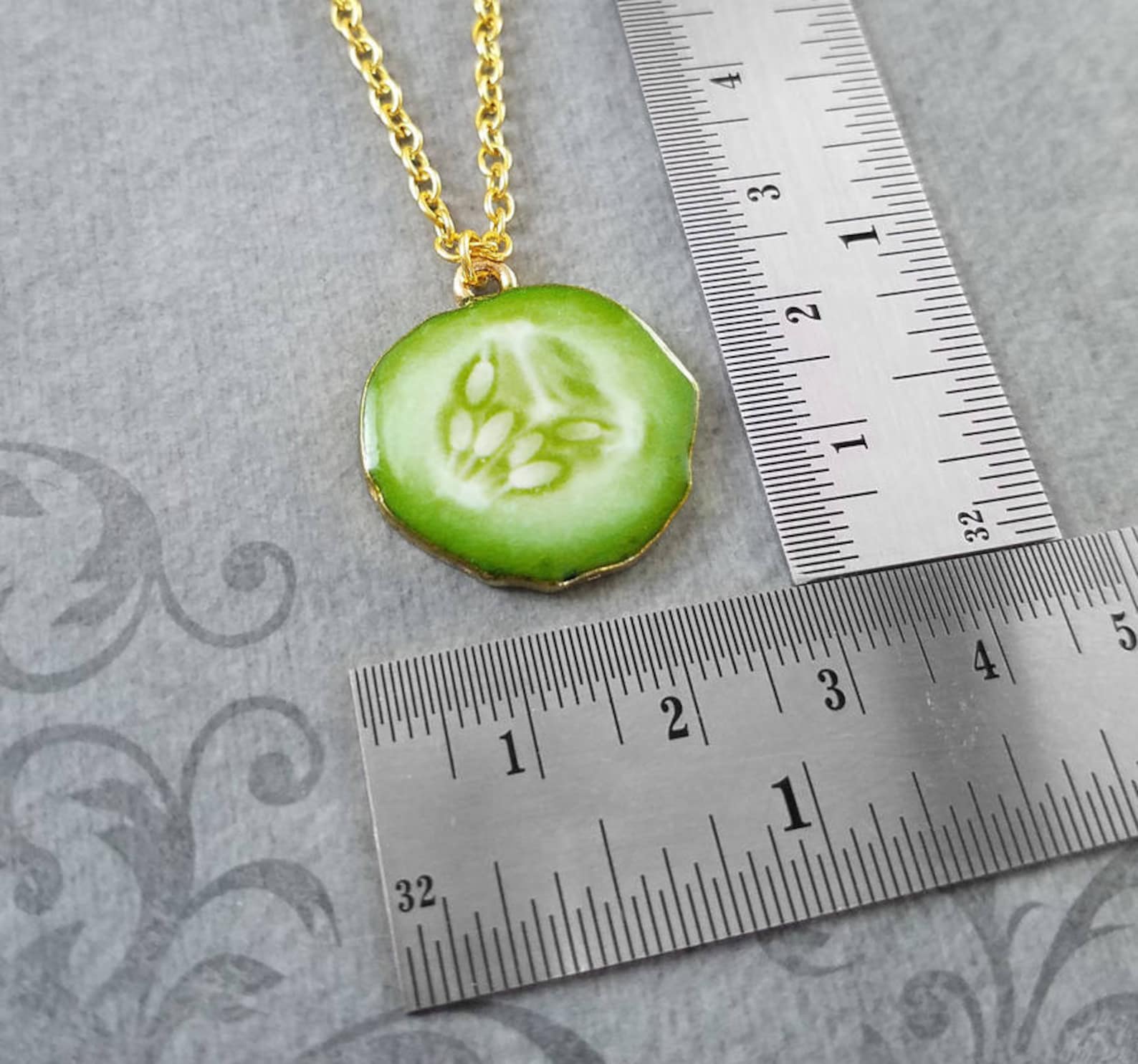 Pickle Necklace Pickle Jewelry Pickle Slice Charm Necklace Etsy