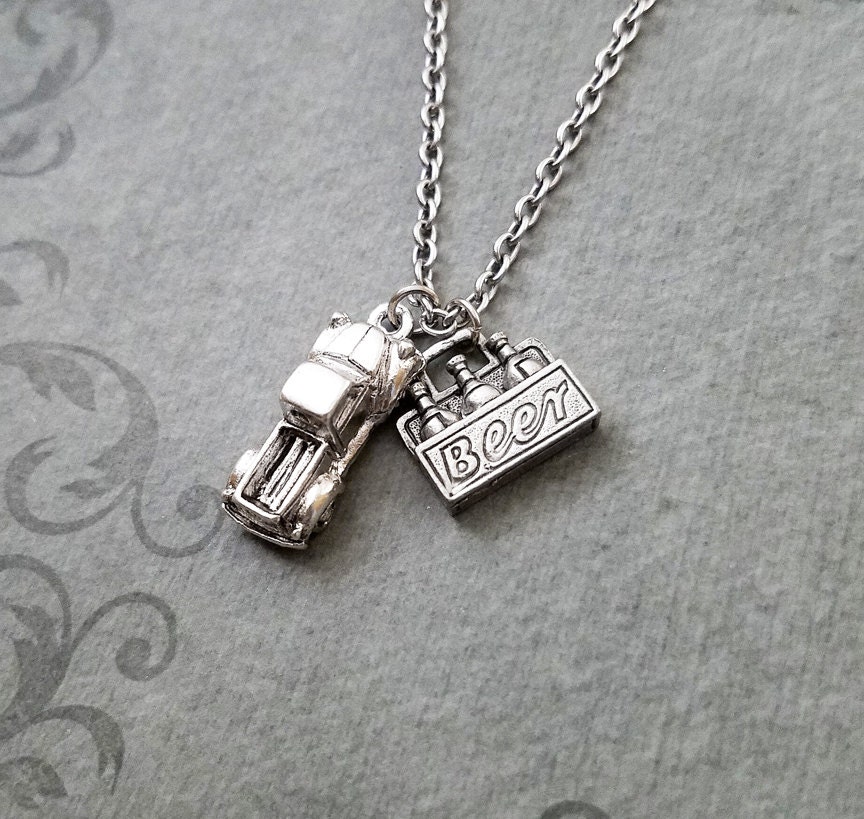 Truck Necklace Trucker Necklace Truck Jewelry Beer Necklace Etsy
