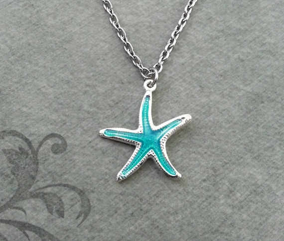 Blue Starfish SMALL Starfish Jewelry Beach Necklace Silver Necklace Teenage Girl Jewelry Bridesmaid Necklace Ocean Necklace Beach Jewelry