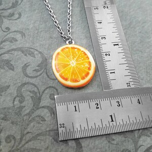 Orange Necklace Orange Jewelry Orange Slice Charm Necklace Orange Pendant Necklace Citrus Fruit Necklace Food Jewelry Fruit Jewelry Gift image 2