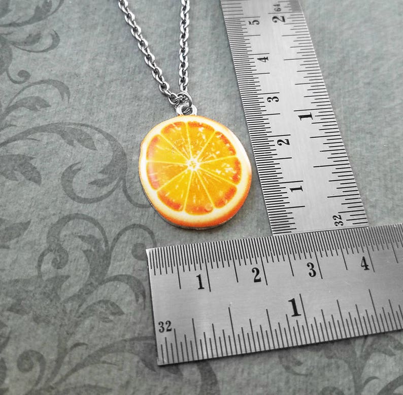 Orange Necklace Orange Jewelry Orange Slice Charm Necklace Orange Pendant Necklace Citrus Fruit Necklace Food Jewelry Fruit Jewelry Gift image 2