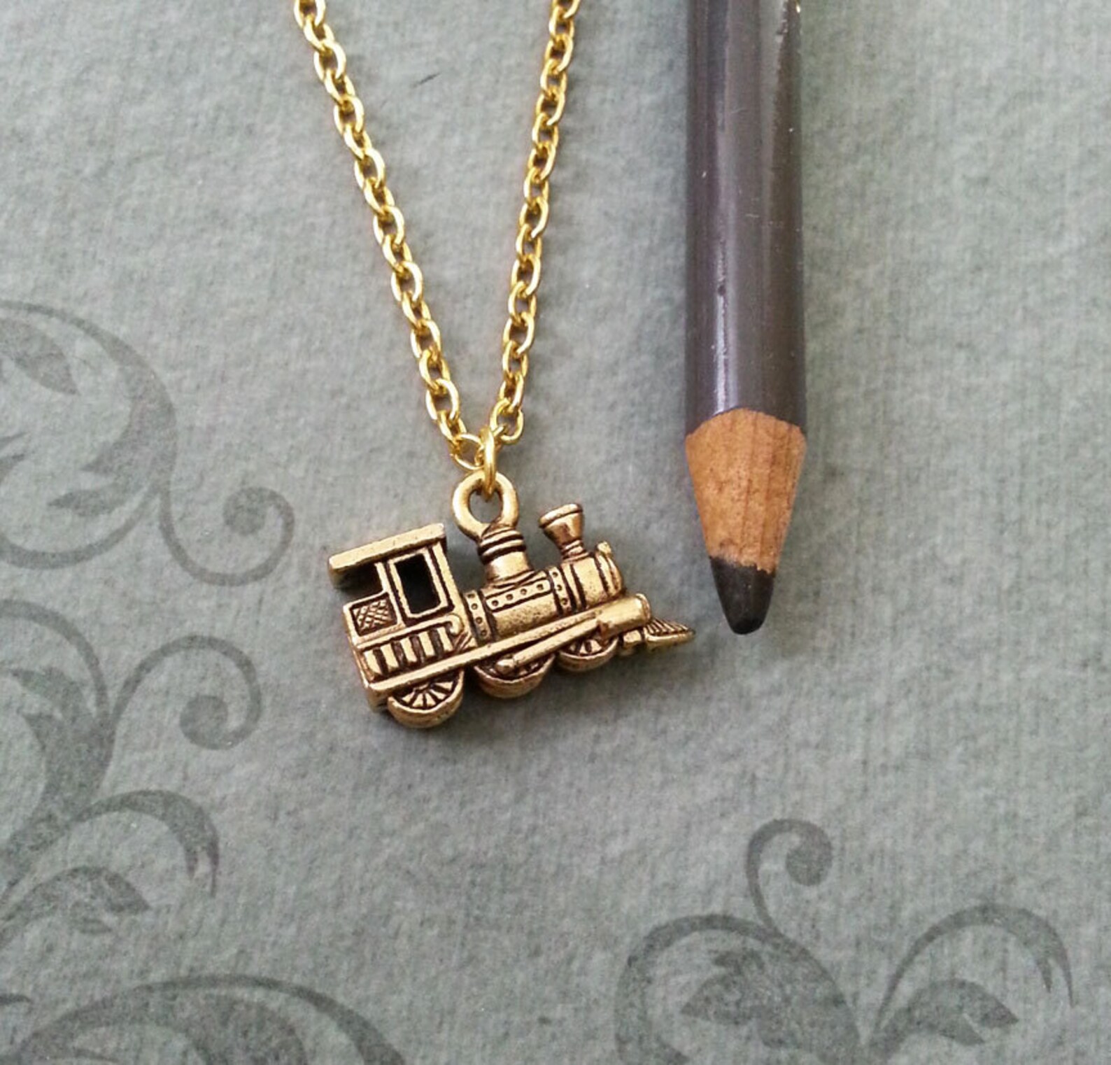 Train Necklace SMALL Gold Train Jewelry Model Train Gift Etsy