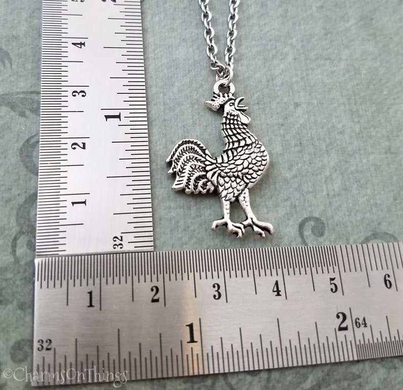 Rooster Necklace Rooster Jewelry Rooster Charm Necklace Farm Animal Jewelry Rooster Pendant Necklace Bridesmaid Necklace Animal Necklace image 2