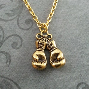 Boxing Gloves Necklace, SMALL Boxing Necklace, Boxing Gift, Boxing Jewelry, Boxer Necklace, Boxer Gift, Boxing Glove Necklace, Gold Necklace