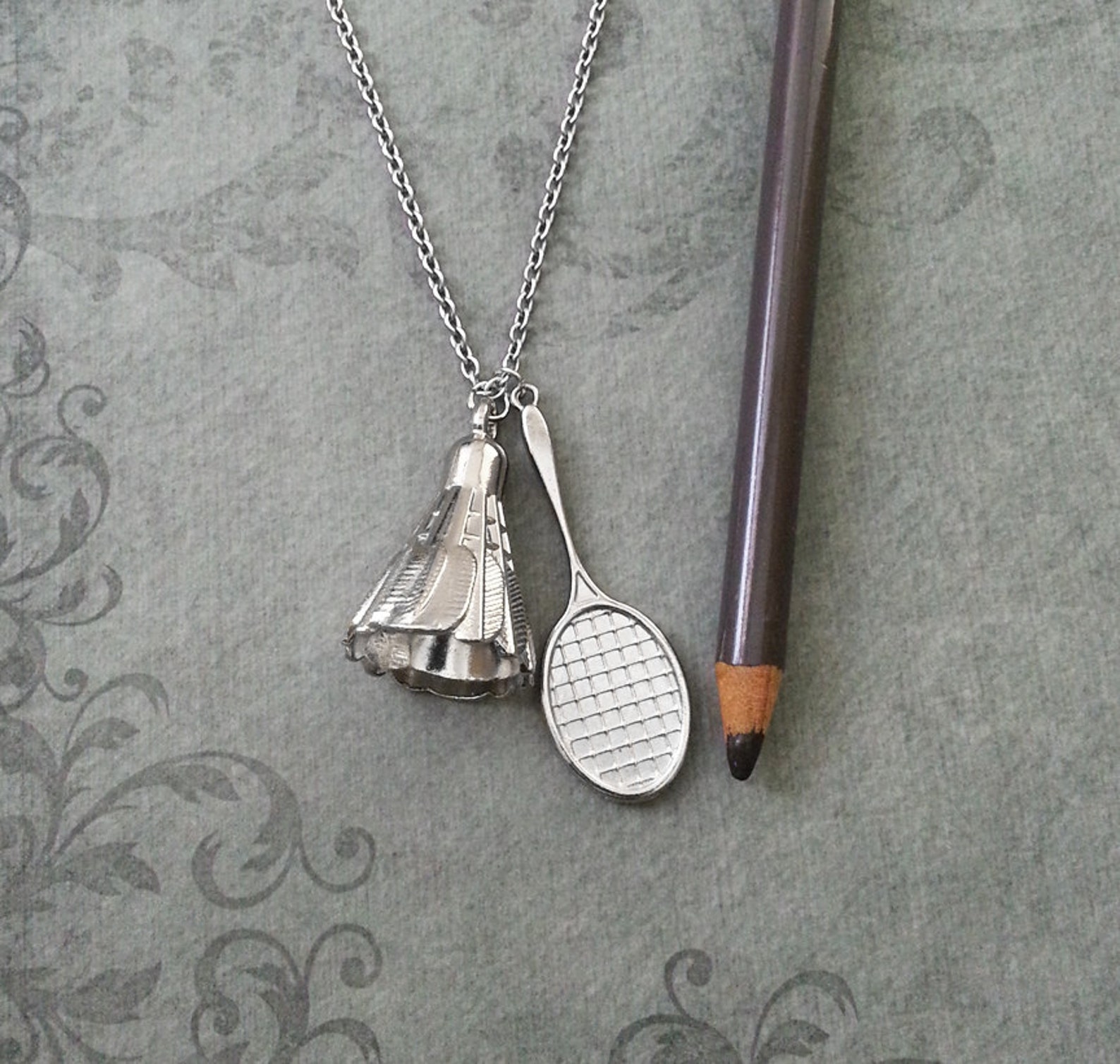 Badminton Necklace Birdie Necklace Racket Necklace Shuttlecock Etsy