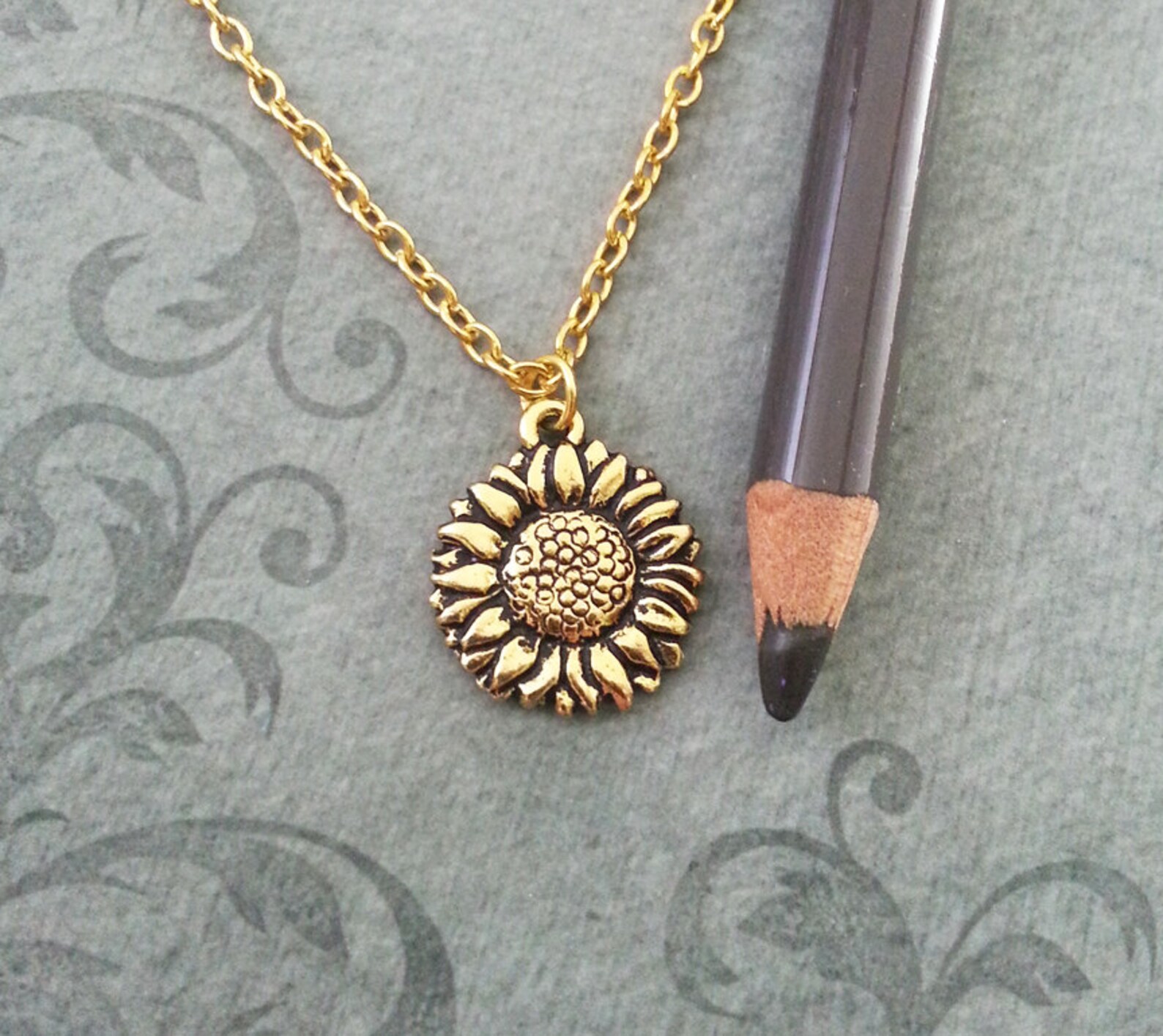 Sunflower Necklace SMALL Sunflower Jewelry Sunflower Pendant Etsy
