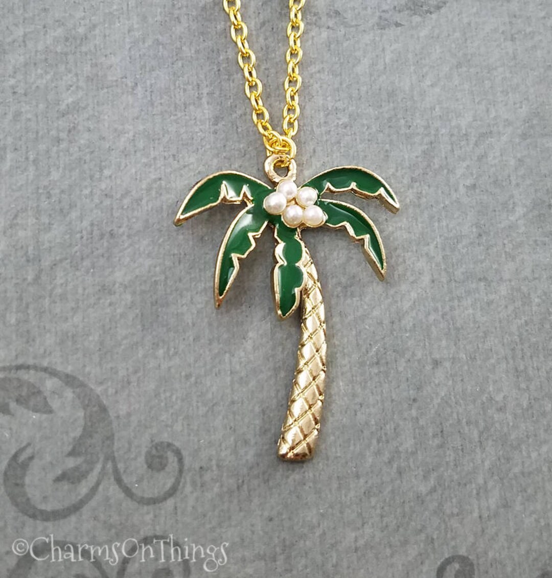 Palm Tree Necklace Palm Tree Charm Necklace Beach Jewelry Tropical