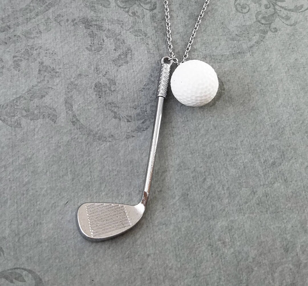 Golf Club Necklace LARGE Golf Ball Necklace Golfing Jewelry Golf