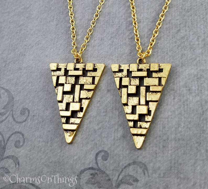 Triangle Necklace SET of 2 Triangle Pendant Necklaces Geometric Necklace Geometry Jewelry Best Friend Necklace Friendship Jewelry Gift image 1