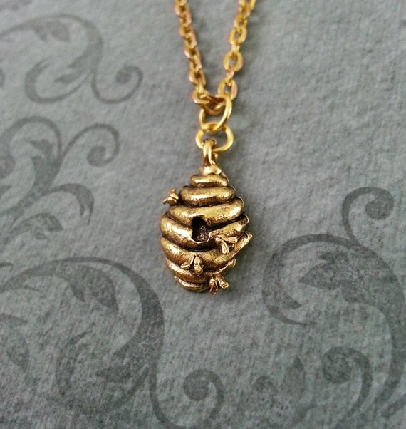 Beehive Necklace VERY SMALL Beehive Charm Necklace Beehive Jewelry