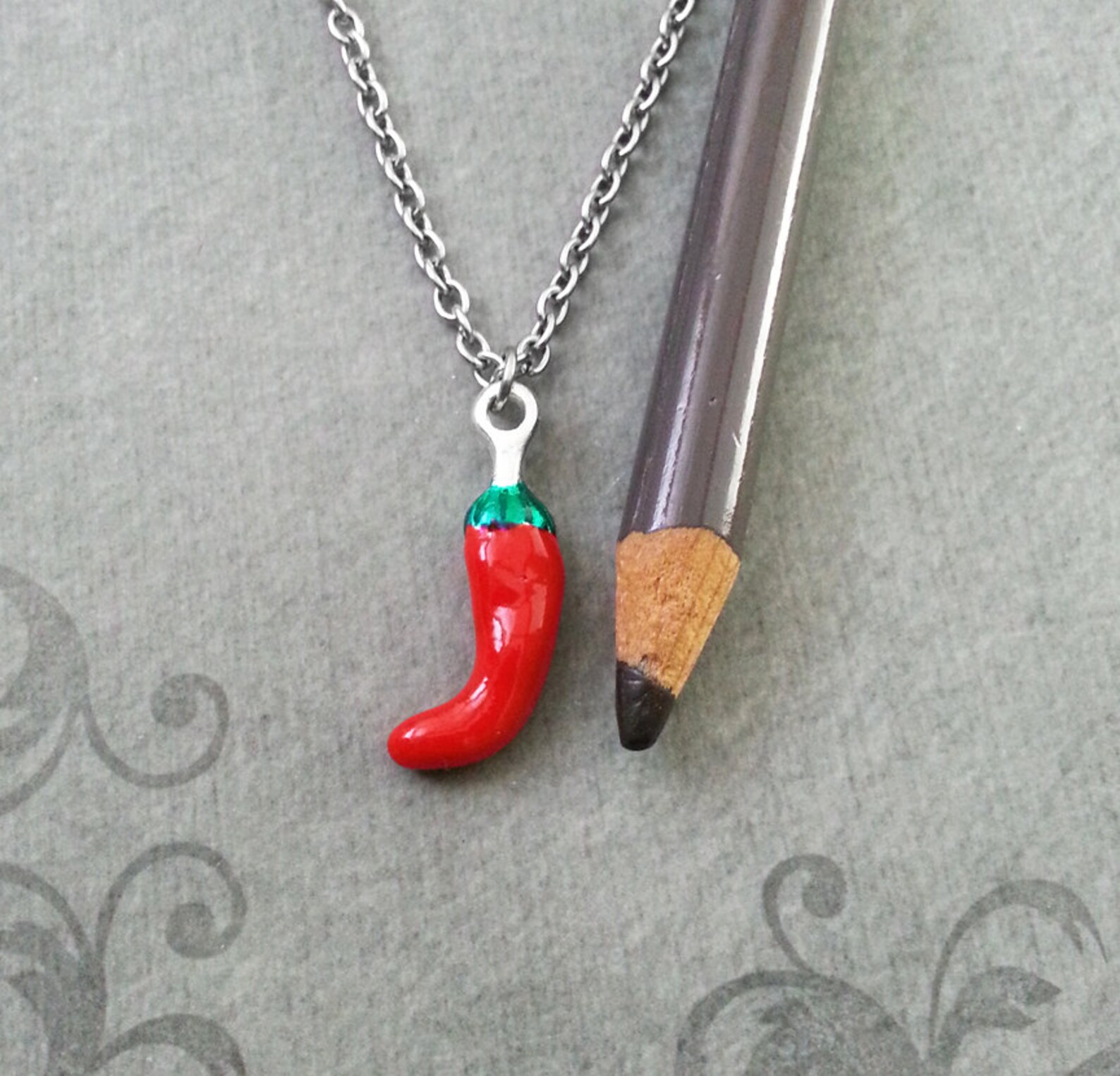Pepper Necklace Red Chili Pepper Jewelry Chili Necklace Etsy