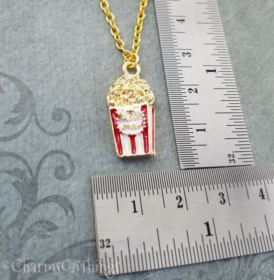 Popcorn Necklace SMALL Popcorn Charm Necklace Popcorn Jewelry Etsy
