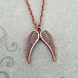 Wings Necklace Copper Wings Jewelry Angel Wings Charm Necklace Wing Necklace Pet Memorial Necklace Sympathy Gift Wings Pendant Necklace