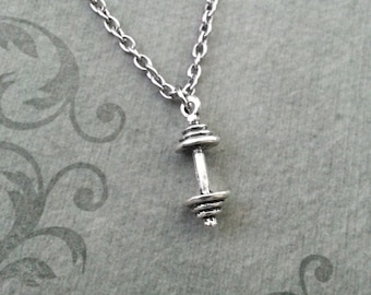 Dumbbell Necklace VERY SMALL Dumbbell Jewelry Exercise Gift Exercise Necklace Barbell Necklace Workout Gift Weight Lifting Gift Weight Loss