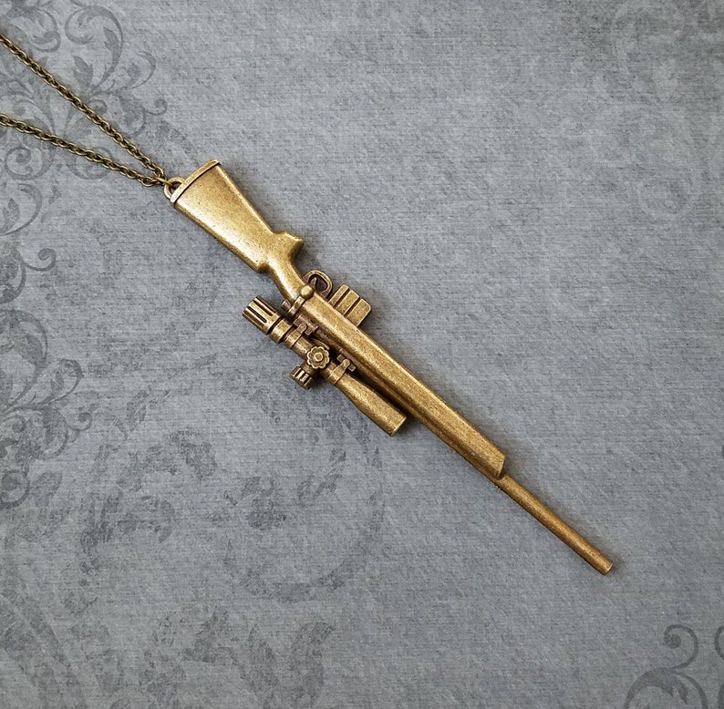 Rifle Necklace VERY LARGE Gun Necklace Sniper Rifle Jewelry Etsy