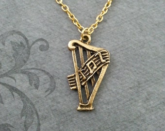 Harfe Halskette kleine Harfe Anhänger klassischer Musik Gold Halskette Musik Lehrer Geschenk Harfenistin Geschenk Harfe Geschenk Musiker Geschenk Harfe Schmuck