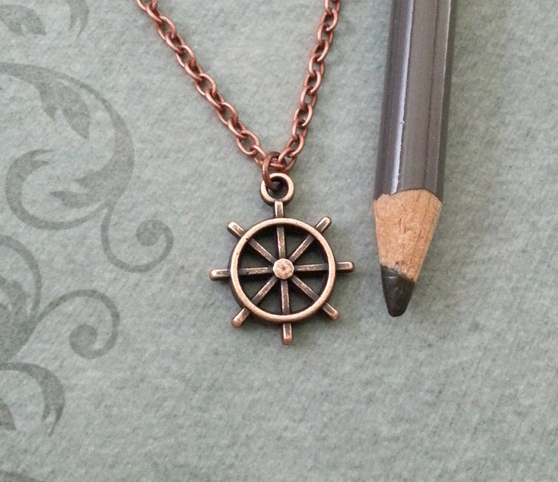 Ship Wheel Necklace VERY SMALL Copper Wheel Jewelry Ship's - Etsy