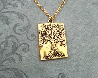 Tree Necklace Tree Jewelry Willow Necklace Tree Relief Necklace Brass Tree of Life Gift Bridesmaid Necklace Gold Necklace Pendant Necklace