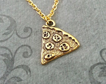 Pizza Necklace Pepperoni Pizza Jewelry Gold Pizza Charm Necklace Pizza Slice Necklace Pizza Pendant Necklace Pizza Gift Bridesmaid Necklace