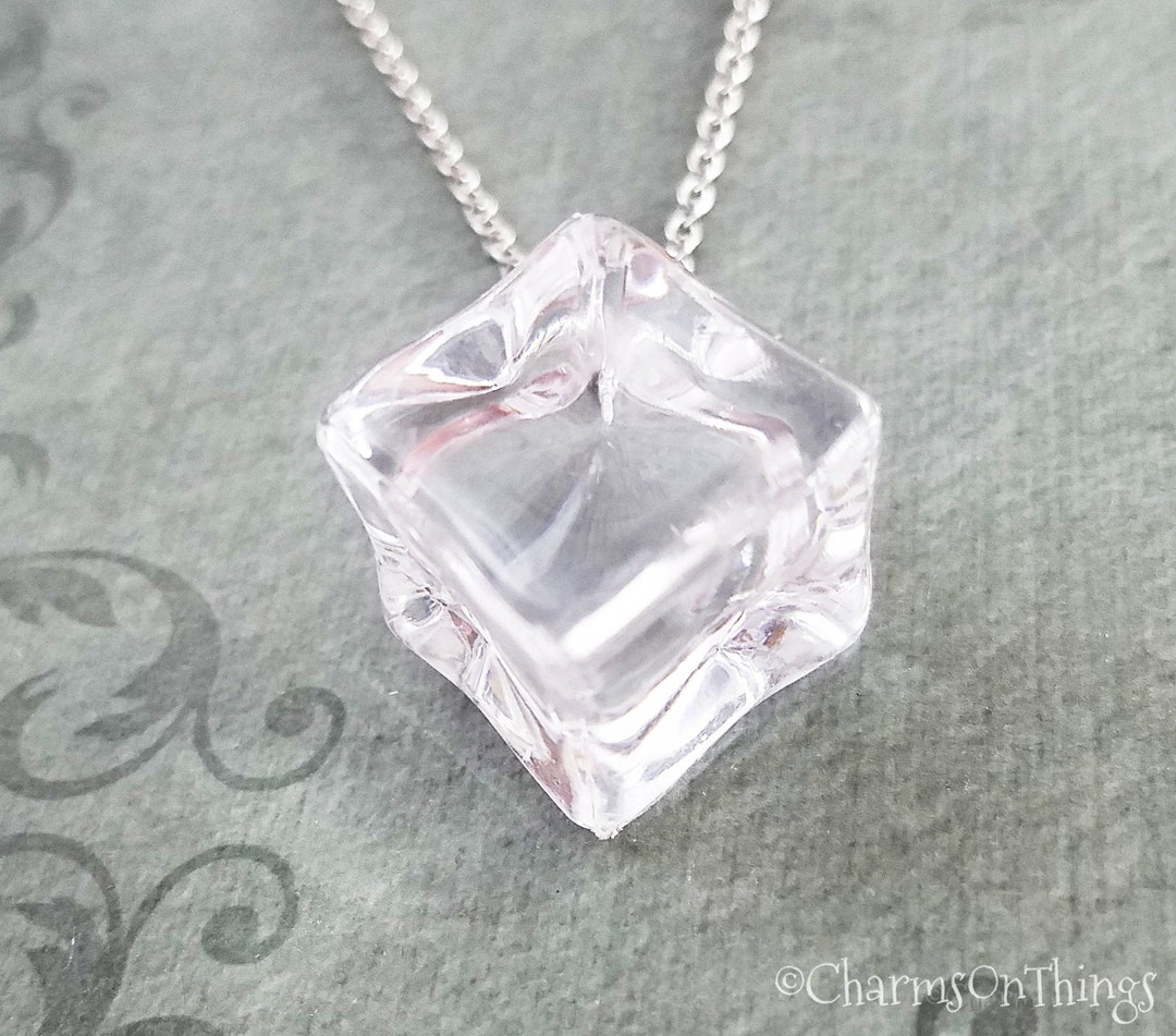 Ice Cube Necklace Ice Cube Charm Necklace Block of Ice Necklace Ice