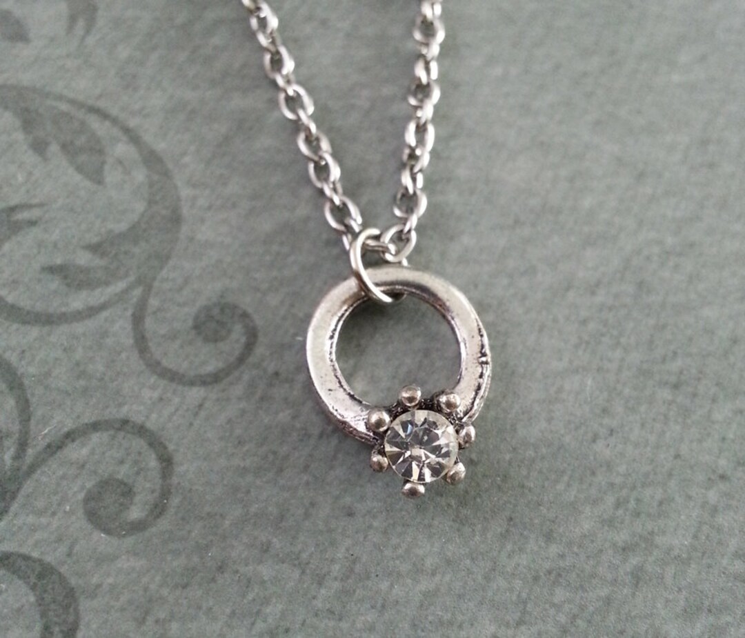 Engagement Ring Necklace SMALL Diamond Ring Pendant Necklace Etsy