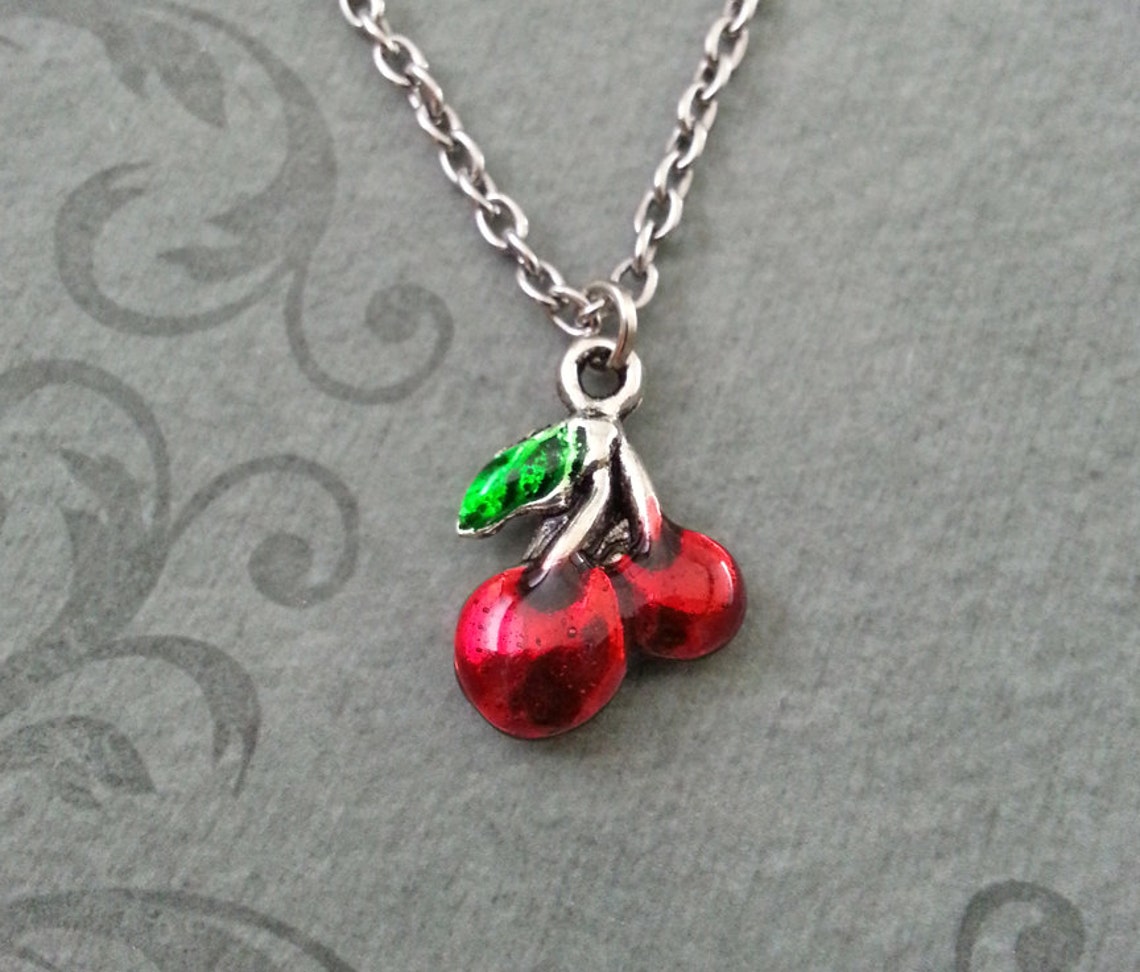 Cherry Necklace SMALL Red Cherries Necklace Gambling Gift Etsy