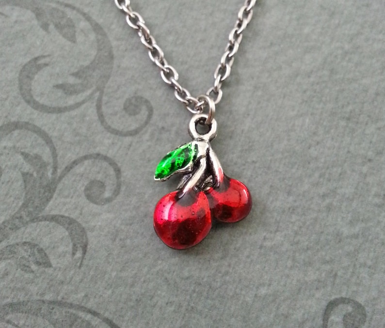 Cherry Necklace SMALL Red Cherries Necklace Gambling Gift Etsy