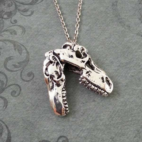 Dinosaur Necklace, LARGE Dino Jewelry, BIG T-Rex Pendant, T-Rex Necklace, T-Rex Jewelry, Silver Dinosaur Necklace, Statement Jewelry