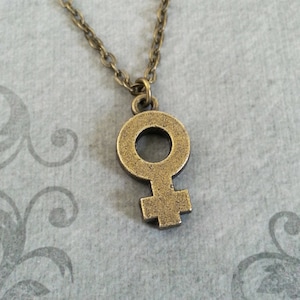 Venus Necklace Bronze Venus Symbol Jewelry Feminist Necklace Feminist Jewelry Feminism Gift Girl Power Female Symbol Woman Symbol Gender
