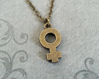 Venus Necklace Bronze Venus Symbol Jewelry Feminist Necklace Feminist Jewelry Feminism Gift Girl Power Female Symbol Woman Symbol Gender