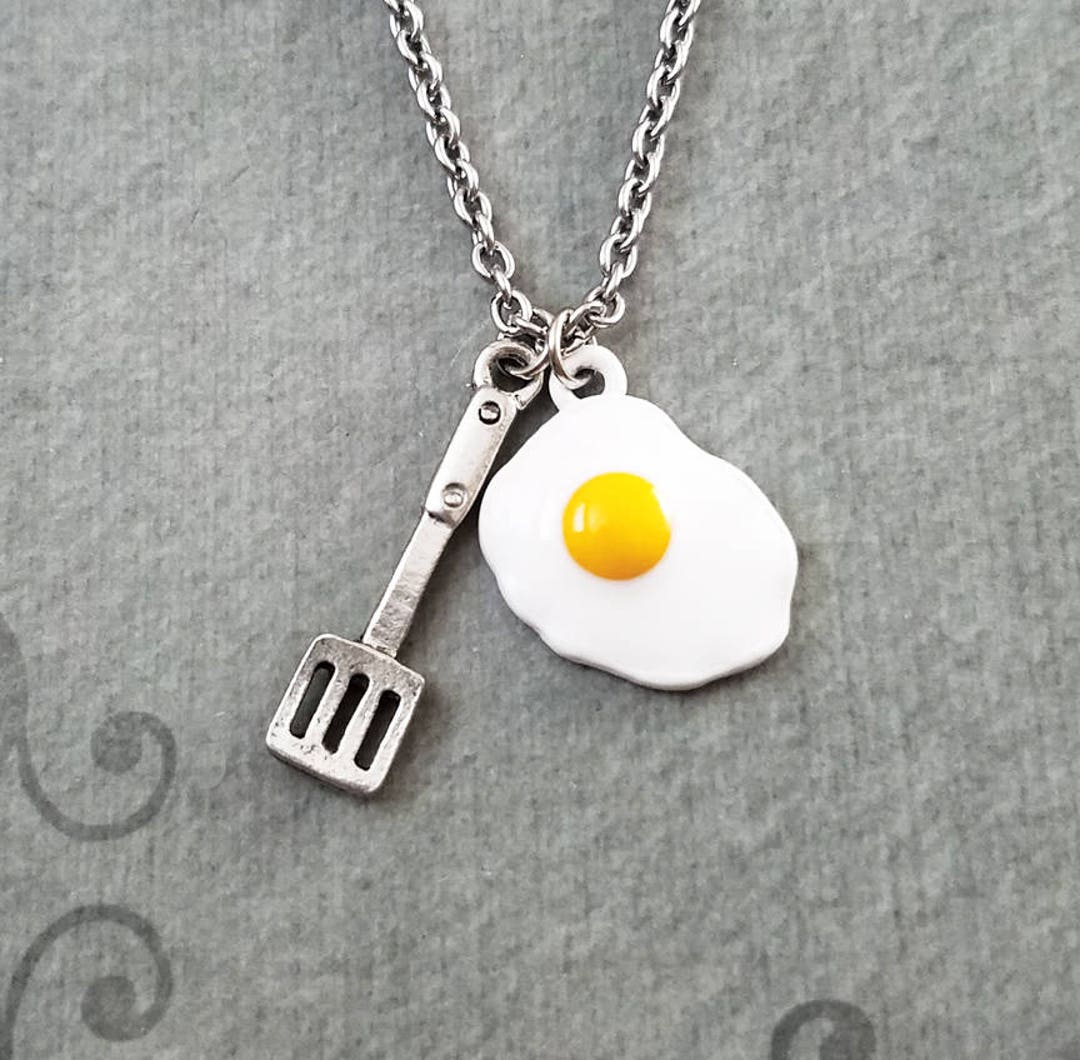 Egg Necklace SMALL Fried Egg Charm Necklace Egg Pendant Necklace Breakfast Jewelry Food Jewelry ...