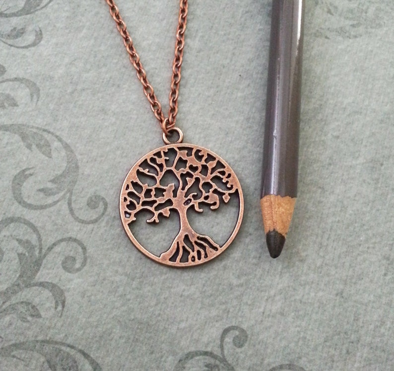 Tree Necklace Tree Jewelry Willow Necklace Copper Tree of Life Gift Bridesmaid Necklace Necklace Pendant Necklace Tree of Life Necklace image 2