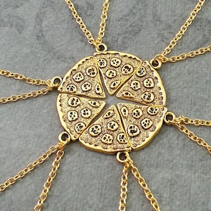 Pizza Necklace Pepperoni Pizza Jewelry Gold Pizza Charm Necklace Pizza Slice Necklace Set of 6 Pizza Set Necklace Pizza Gift Whole Pizza image 1