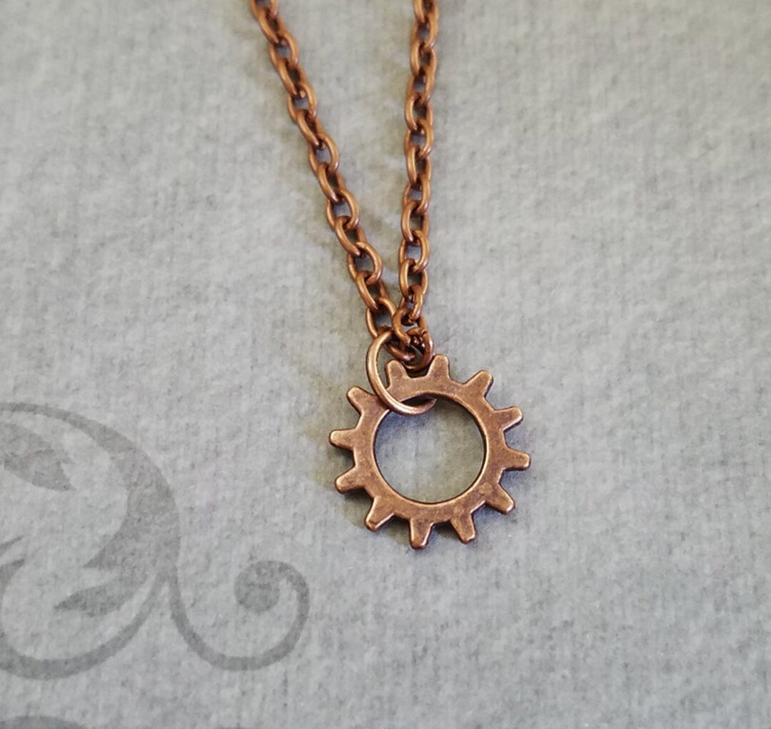 Gear Necklace VERY SMALL Gear Charm Necklace Gear Jewelry Cogs Etsy