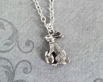 Easter Bunny Necklace SMALL Bunny Jewelry Easter Jewelry Easter Necklace Easter Basket Gift Easter Egg Necklace Easter Rabbit Necklace