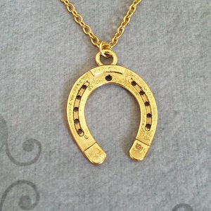 Horseshoe Necklace Gold Horseshoe Charm Necklace Horse Jewelry Lucky Necklace Gambling Necklace Horse Shoe Necklace Horse Gift Lucky Gift