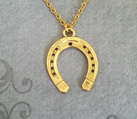 Horseshoe Necklace Gold Horseshoe Charm Necklace Horse Jewelry | Etsy