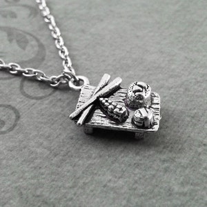 Sushi Necklace VERY SMALL Sushi Jewelry Sushi Platter Necklace Sushi Board Necklace Chopsticks Necklace Japanese Necklace Japanophile Gift
