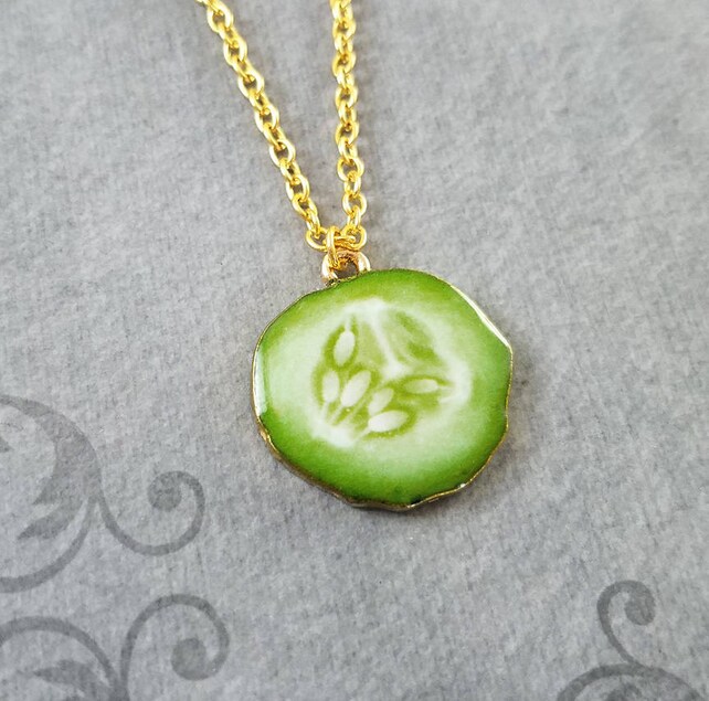 Pickle Necklace Pickle Jewelry Pickle Slice Charm Necklace Etsy