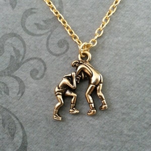 Wrestlers Necklace, SMALL Wrestling Necklace, Wrestling Gift, Wrestler Necklace, Wrestler Present, Wrestler Gift, Gold Wrestling Jewelry