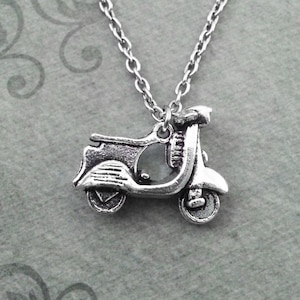 Scooter Necklace SMALL Motor Scooter Jewelry Silver Necklace Moped Necklace Pendant Necklace Motor Bike Charm Necklace Motorcycle Necklace
