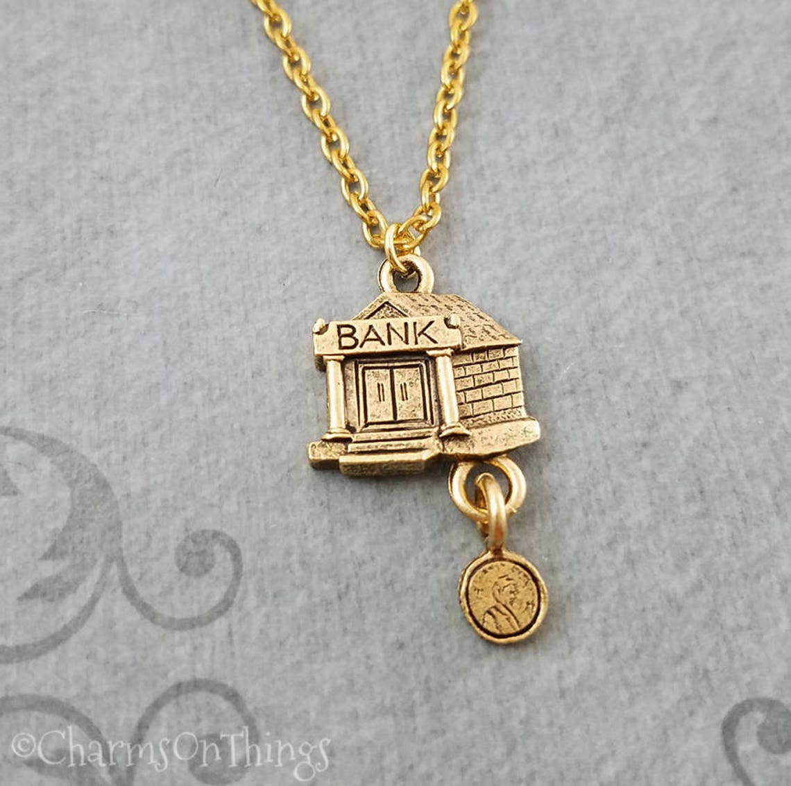 Bank Necklace SMALL Bank Jewelry Coin Necklace Banker Necklace Etsy