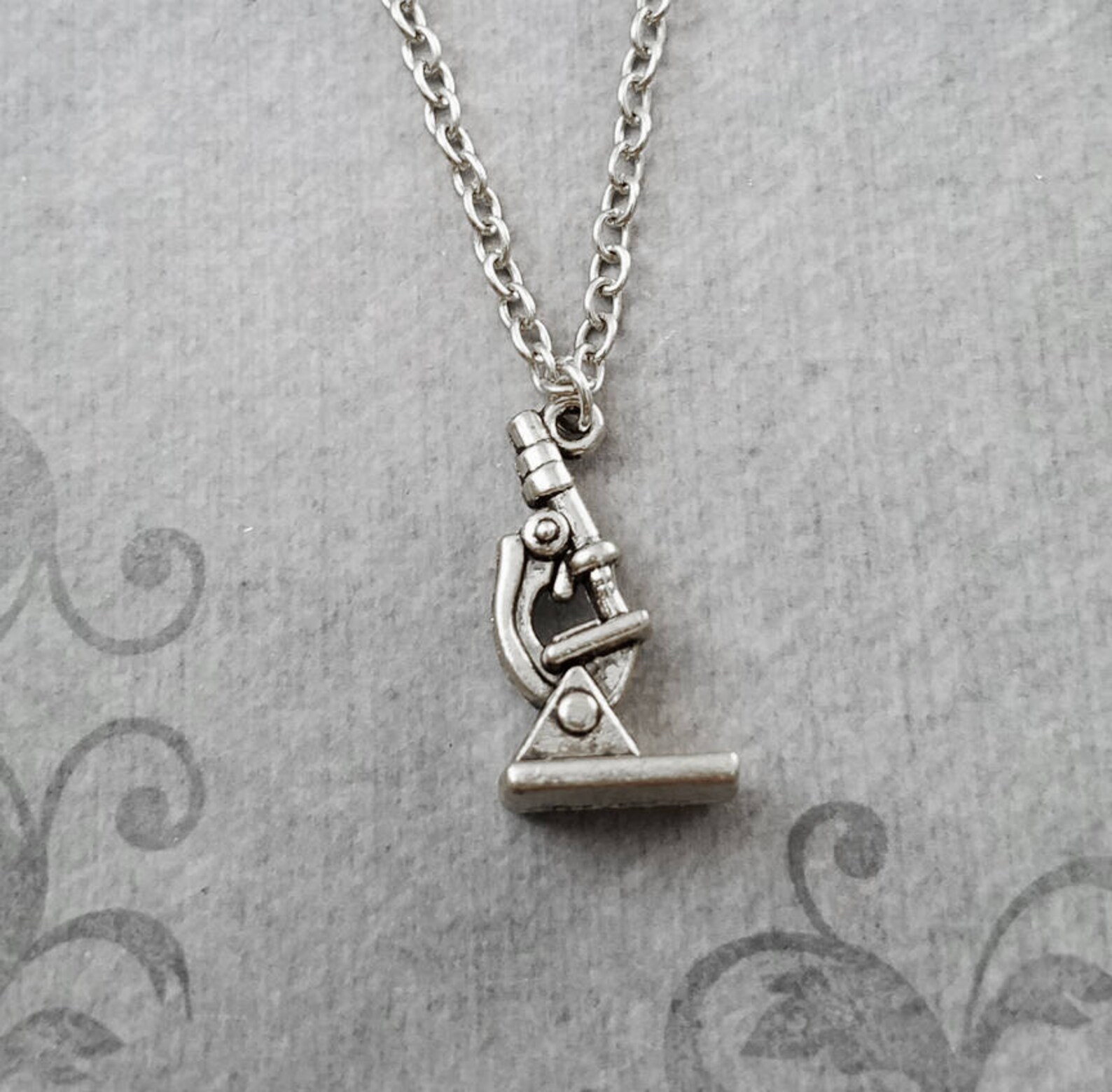 Microscope Necklace SMALL Microscope Charm Necklace Science Etsy