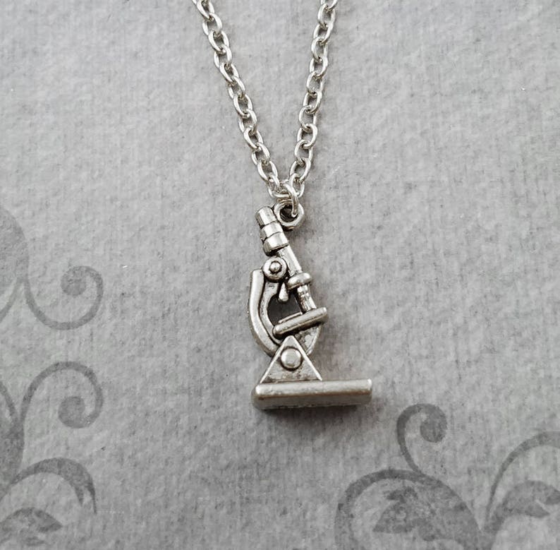 Microscope Necklace SMALL Microscope Charm Necklace Science Etsy