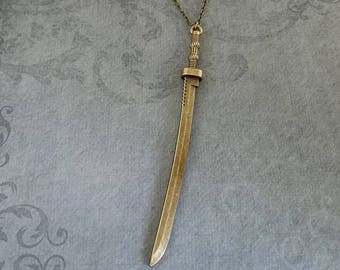 Katana Necklace LARGE Katana Jewelry Samurai Sword Necklace Sword Jewelry Katana Pendant Necklace Bronze Katana Charm Necklace Japanese Gift