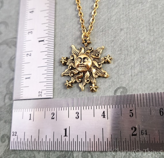Celestial Sun Necklace SMALL Sun Charm Necklace Celestial Jewelry