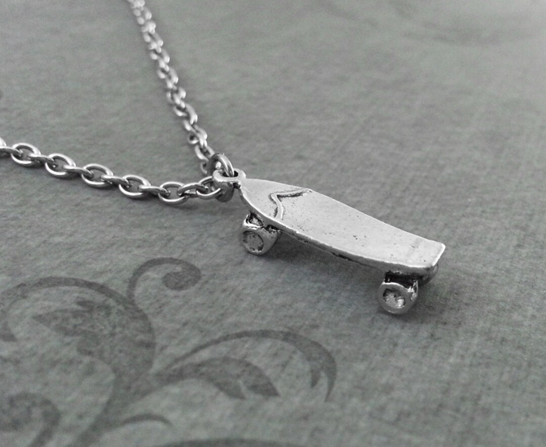 Skateboard Necklace, SMALL Skater Necklace, Skater Jewelry, Skater Gift