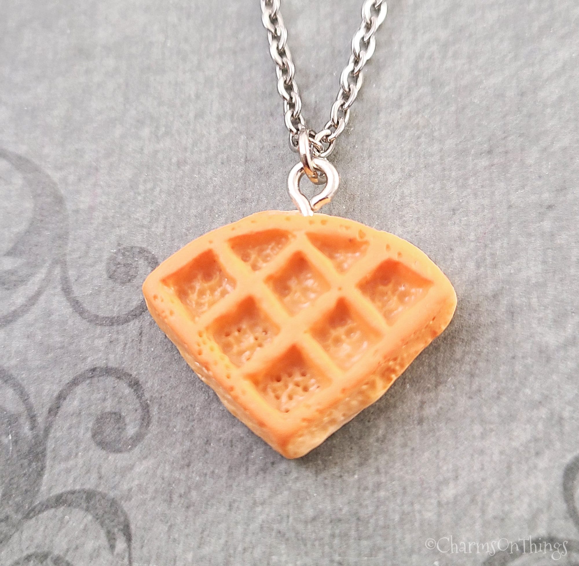 Waffle Necklace Waffle Charm Necklace Waffle Pendant Necklace Cute